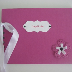 Album  - lánybúcsú - pink - szalagos virággal - Meska.hu