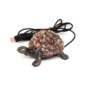 Holdkő teknős hangulatlámpa fekete 10�8 cm USB LED talppal, Kellékek & szerszámok, Ásvány alapanyag, , MESKA