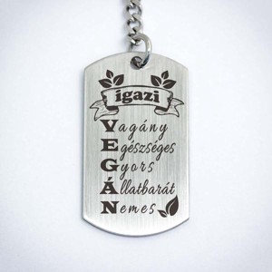 Igazi vegán acél medálos kulcstartó - táska & tok - kulcstartó & táskadísz - kulcstartó - Meska.hu