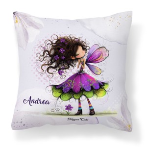 Névvel kérhető - Kedves ibolya virágos tündér mintás párna, Otthon & Életmód, Lakástextil, Párna & Párnahuzat, Díszpárna (belsővel együtt), , MESKA