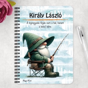 Személyre szabható - Türelmes horgász manó mintás A5-ös füzet - otthon & életmód - papír, írószer - jegyzetfüzet & napló - Meska.hu
