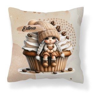 Névvel kérhető - Muffin kávés manó lány mintás párna, Otthon & Életmód, Lakástextil, Párna & Párnahuzat, Díszpárna (belsővel együtt), , MESKA