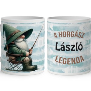 Névvel kérhető - Türelmes horgász manó mintás bögre - Meska.hu