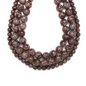 Obszidián hópehely barna faz. golyó 8-9mm ékszerkészítő alapanyag (füzér), Kellékek & szerszámok, Ásvány alapanyag, Ásványfüzér, , MESKA