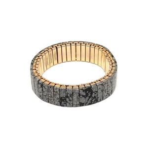 Obszidián hópehely rugalmas fém arany karkötő 15mm, Ékszer, Karkötő, Ásványkarkötő, , MESKA