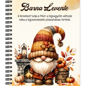 Személyre szabható - Kandallós őszi manó mintás A5-ös füzet, Otthon & Életmód, Papír, írószer, Jegyzetfüzet & Napló, , MESKA