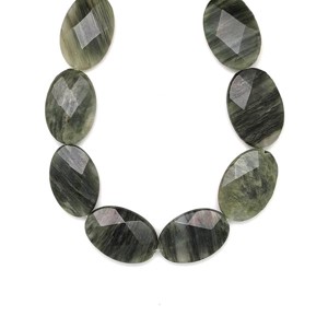 Szerpentin kvarc zöld faz ovál 20-21x28-30mm, Kellékek & szerszámok, Ásvány alapanyag, Ásványfüzér, , MESKA