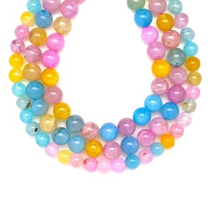 Achát hőkezelt szinezett pasztell golyó 8mm  ékszerkészítő alapanyag (füzér), Kellékek & szerszámok, Ásvány alapanyag, Ásványfüzér, , MESKA