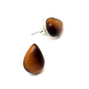 Fülbevaló csepp tigrisszem 9x13mm, Ékszer, Fülbevaló, Pötty fülbevaló, , MESKA
