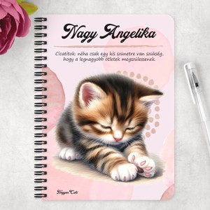 Személyre szabható - Pacsis vörös cicus mintás A5-ös füzet - otthon & életmód - papír, írószer - jegyzetfüzet & napló - Meska.hu