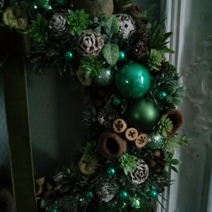 Karácsonyi ajtódísz, lakás dekoráció - zöld  - karácsony - adventi díszek - adventi ajtódísz - Meska.hu