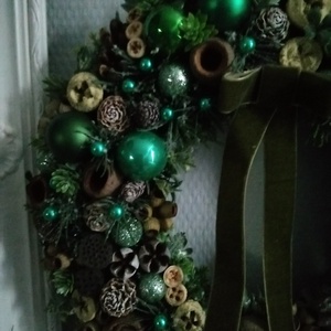 Karácsonyi ajtódísz, lakás dekoráció - zöld  - karácsony - adventi díszek - adventi ajtódísz - Meska.hu