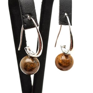 Fülbevaló golyó jáspis óceán íves lógós 10-11mm - Meska.hu