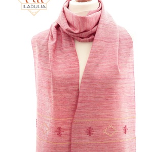 Kézzel festett hernyóselyem, gyöngyös rojttal díszített kézi szőttes sál. (62) - Meska.hu