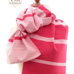 100% Merinó gyapjú kézi szőttes sál inverz szimmetrikus csíkritmus díszítéssel (63) - ruha & divat - sál, sapka, kendő - sál - Meska.hu