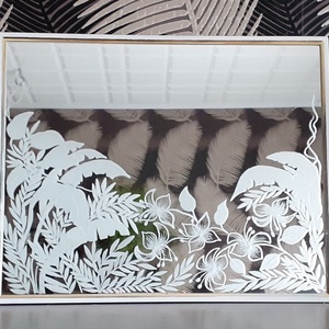 Pálmaleveles kézzel gravirozott tükör - otthon & életmód - dekoráció - tükör - Meska.hu