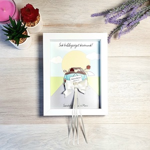 Autós pénzátadó képkeret, nászajándék átadó esküvőre - választható autószínnel - esküvő - emlék & ajándék - nászajándék - esküvői pénzátadó képkeret - Meska.hu