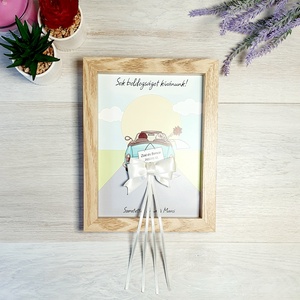 Autós pénzátadó képkeret, nászajándék átadó esküvőre - választható autószínnel - esküvő - emlék & ajándék - nászajándék - esküvői pénzátadó képkeret - Meska.hu