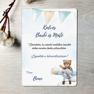 Macis keresztszülő felkérő (ajándék borítékkal) - fiús - Meska.hu