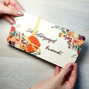 Pénzátadó boríték narancssárga virágos grafikával (nászajándék, születésnap, vagy egyéb alkalomra) - esküvő - emlék & ajándék - nászajándék - pénzátadó boríték, kártya - Meska.hu