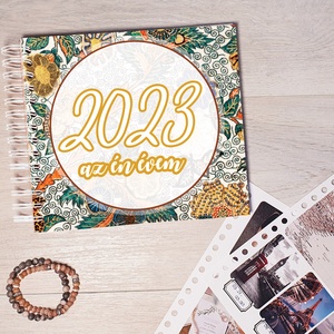 Scrapbook / emlékkönyv / napló narancs színű 2023-as borítómintával, ajándék ötlet Karácsonyra - Meska.hu