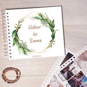 Esküvői vendégkönyv, Greenery - névre szóló, Esküvő, Emlék & Ajándék, Vendégkönyv, Fotó, grafika, rajz, illusztráció, Papírművészet, MESKA