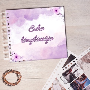 Lánybúcsús emlékkönyv, fotóalbum, napló, Scrapbook (lila) - névre szóló - Meska.hu