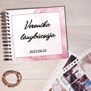 Lánybúcsús emlékkönyv, fotóalbum, napló, Scrapbook (rózsaszín) - névre szóló - Meska.hu