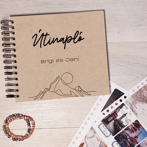 Útinapló - hegy / Utazós Scrapbook / emlékkönyv / napló egyedi felirattal, ajándék ötlet pároknak, Valentin napi, Otthon & Életmód, Papír, írószer, Jegyzetfüzet & Napló, Fotó, grafika, rajz, illusztráció, Papírművészet, MESKA