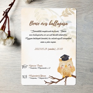 Baglyos ovis ballagási meghívó (ajándék borítékkal) - unisex - otthon & életmód - papír, írószer - ajándékozás kellékei - meghívó - Meska.hu