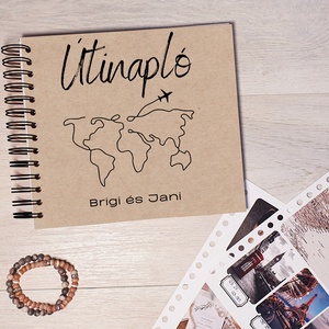 Útinapló - világtérkép / Utazós Scrapbook / emlékkönyv / napló egyedi felirattal, ajándék ötlet, Valentin napi pároknak - Meska.hu