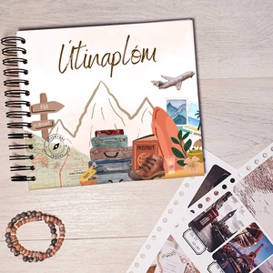 Útinapló - színes / Utazós Scrapbook / emlékkönyv / napló egyedi felirattal, ajándék ötlet pároknak, Valentin napi - Meska.hu