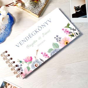 Színes virágok - Esküvői vendégkönyv/ INSTAX fotóalbum / emlékkönyv / esküvő / napló egyedi felirattal , Esküvő, Emlék & Ajándék, Vendégkönyv, Fotó, grafika, rajz, illusztráció, Papírművészet, MESKA