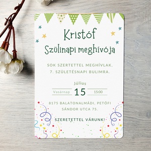Zöld zászlós szülinapi meghívó (ajándék borítékkal) / születésnap / szülinap / személyre szóló- fiús születésnapra - otthon & életmód - papír, írószer - ajándékozás kellékei - meghívó - Meska.hu