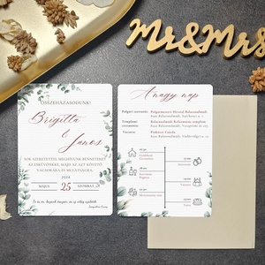 Zöld, minimalista stílusú esküvői meghívó , Esküvő, Meghívó & Kártya, Meghívó, Fotó, grafika, rajz, illusztráció, Papírművészet, MESKA