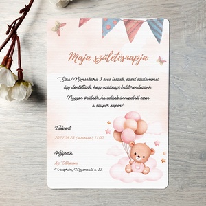 Maci lufival szülinapi meghívó (ajándék borítékkal) - lányos születésnapra - otthon & életmód - papír, írószer - ajándékozás kellékei - meghívó - Meska.hu