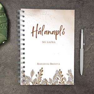 Hálanapló 365 napra - barna virágos, Otthon & Életmód, Papír, írószer, Jegyzetfüzet & Napló, Fotó, grafika, rajz, illusztráció, Papírművészet, MESKA