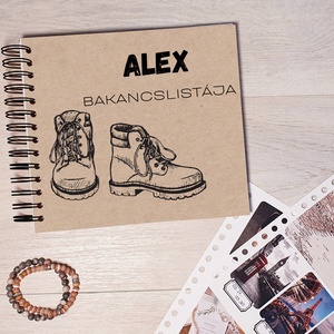 Bakancslista - fiú / Napló / Scrapbook / Emlékkönyv saját nevetekkel, ajándék ötlet, pároknak - a mi történetünk, Otthon & Életmód, Papír, írószer, Jegyzetfüzet & Napló, Fotó, grafika, rajz, illusztráció, Papírművészet, MESKA