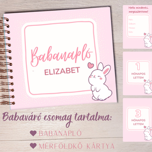 Babaváró csomag - rózsaszín - /Babanapló + mérföldkő kártyák/ -  babváró ajándék, megérkeztem, , Otthon & Életmód, Papír, írószer, Babanapló, Fotó, grafika, rajz, illusztráció, Papírművészet, MESKA