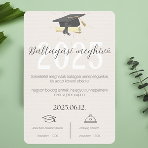 Iskolai Ballagási meghívó / Diplomaosztó meghívó - Nude, Otthon & Életmód, Papír, írószer, Meghívó, Ajándékozás kellékei, Fotó, grafika, rajz, illusztráció, Papírművészet, MESKA