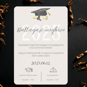 Iskolai Ballagási meghívó / Diplomaosztó meghívó - Nude - otthon & életmód - papír, írószer - ajándékozás kellékei - meghívó - Meska.hu
