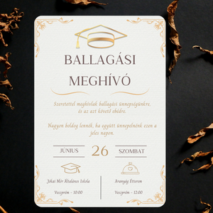 Iskolai Ballagási meghívó / Diplomaosztó meghívó - Arany - otthon & életmód - papír, írószer - ajándékozás kellékei - meghívó - Meska.hu