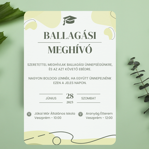 Iskolai Ballagási meghívó / Diplomaosztó meghívó - Zöld, Otthon & Életmód, Papír, írószer, Meghívó, Ajándékozás kellékei, Fotó, grafika, rajz, illusztráció, Papírművészet, MESKA