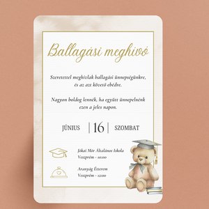 Iskolai Ballagási meghívó / Diplomaosztó meghívó - Barna, macis - otthon & életmód - papír, írószer - ajándékozás kellékei - meghívó - Meska.hu