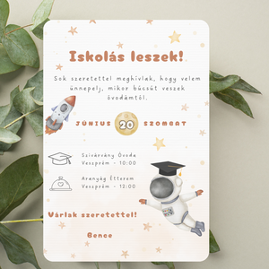 Űrhajós ovis ballagási meghívó (ajándék borítékkal), Otthon & Életmód, Papír, írószer, Meghívó, Ajándékozás kellékei, Fotó, grafika, rajz, illusztráció, Papírművészet, MESKA