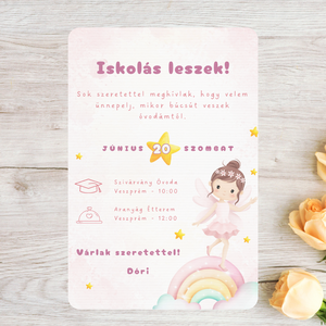 Rózsaszín tündéres ovis ballagási meghívó (ajándék borítékkal) - otthon & életmód - papír, írószer - ajándékozás kellékei - meghívó - Meska.hu
