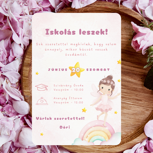 Rózsaszín tündéres ovis ballagási meghívó (ajándék borítékkal) - otthon & életmód - papír, írószer - ajándékozás kellékei - meghívó - Meska.hu