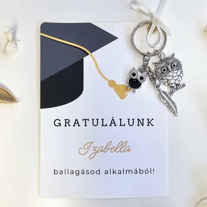 Ballagási ajándékozó kártya - választható kulcstartóval (érettségi/diplomaosztó ajándék, ballagási ajándék) - Grafika 1., Otthon & Életmód, Papír, írószer, Ajándékozás kellékei, Ajándékkísérő, Papírművészet, Fotó, grafika, rajz, illusztráció, MESKA
