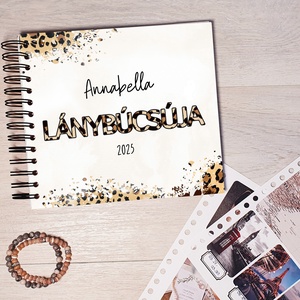 Lánybúcsús emlékkönyv, fotóalbum, napló, Scrapbook (leopárd/párducmintás) - névre szóló - Meska.hu