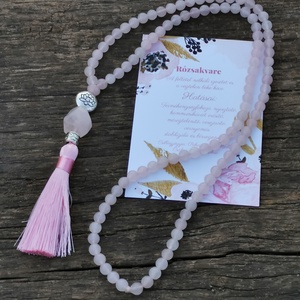 Rózsakvarc mala nyaklánc - otthon & életmód - dekoráció - spiritualitás - mala - Meska.hu